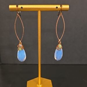 Elegant Blue and Copper Drop Earrings